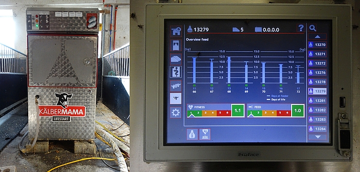 Figure 1: Auto feeder system (left), calf managment info (right)