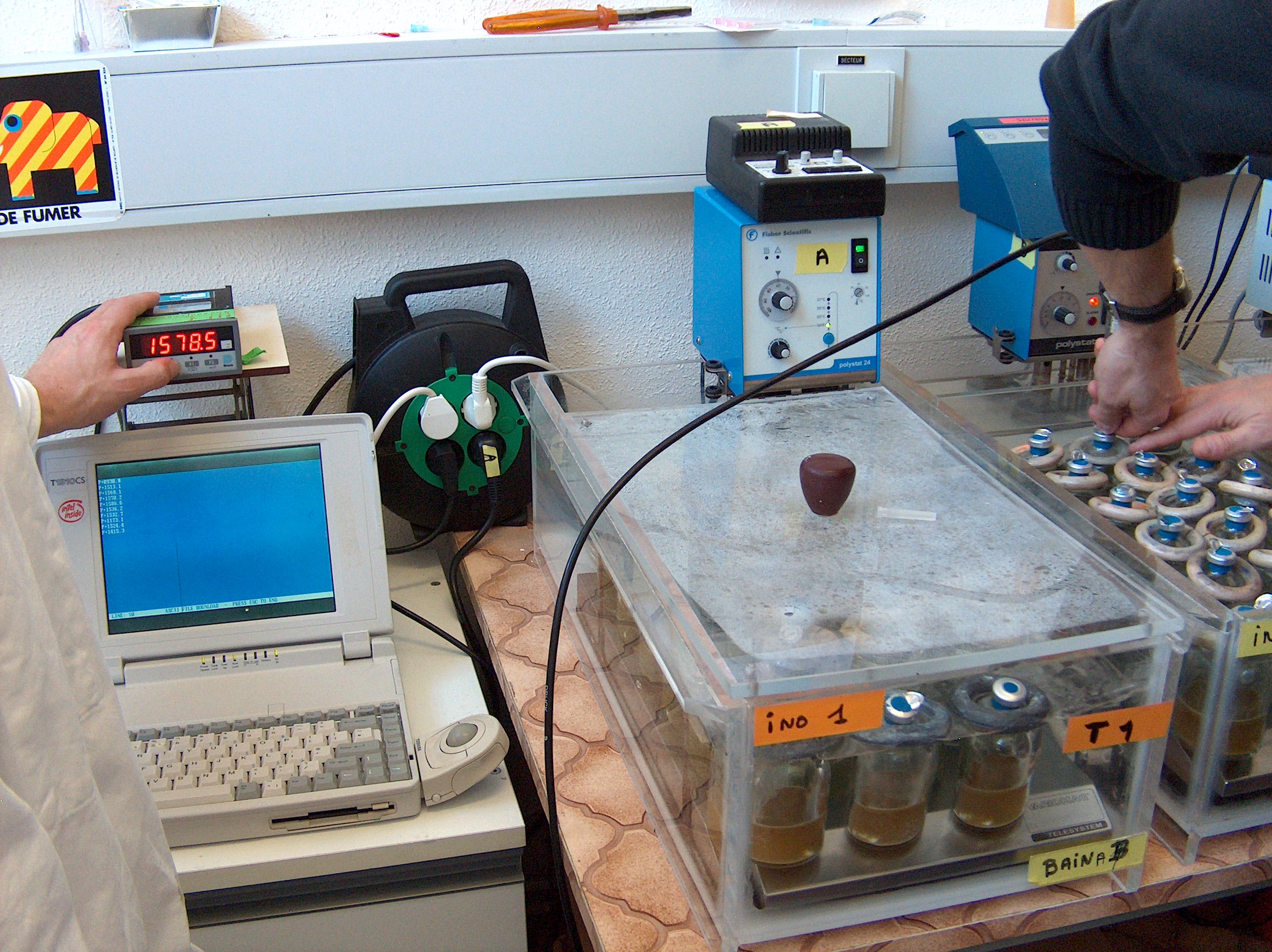 Figure 2: Measuring gas production using a pressure transducer (photo by V. Niderkorn)